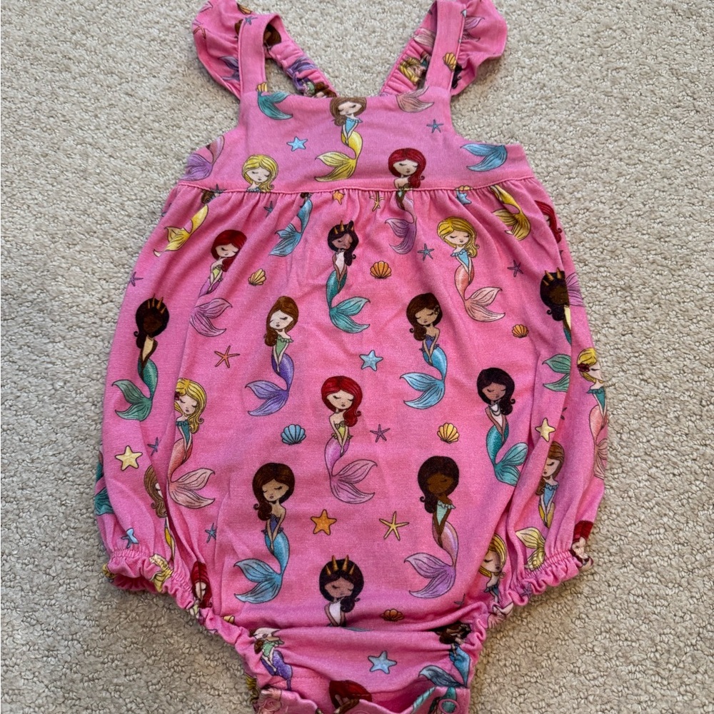 Posh Peanut Pink Mermaid Sleeveless Bubble Romper